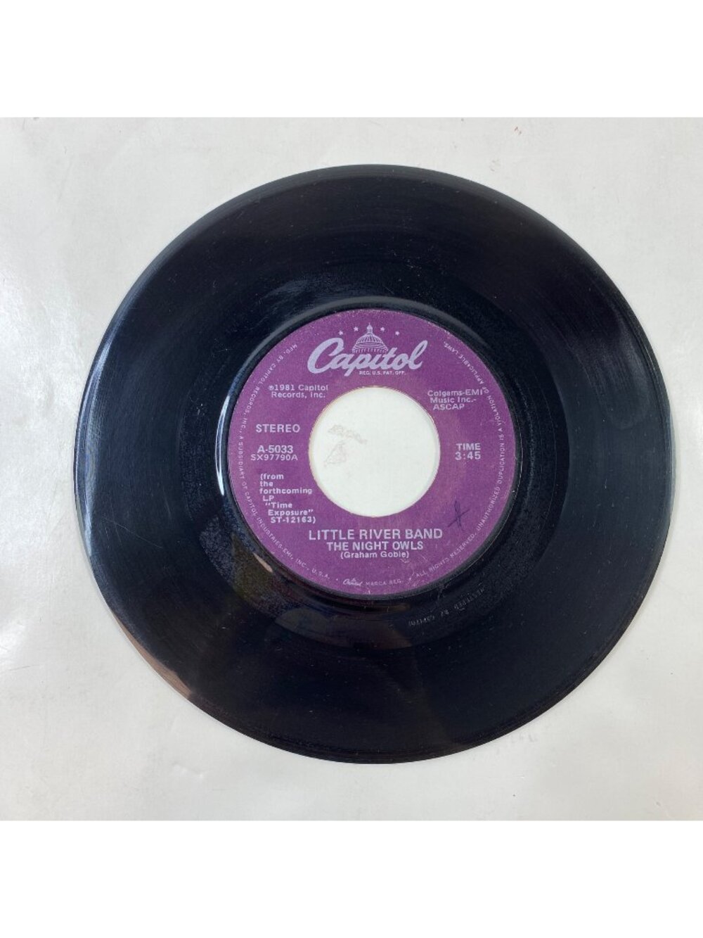 Vintage 45 Rpm Little River Band Vinyl Single Capitol Records Rock Comedy Gold